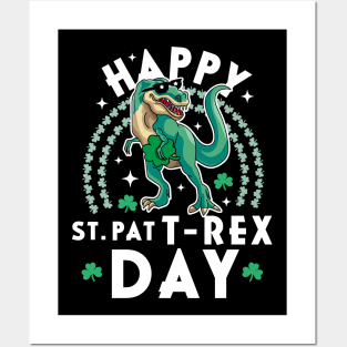 Happy St Pat Trex Day Dinosaur St Patricks Day Toddler Kids Posters and Art